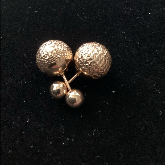 18K solid Gold Stud Tribal Earrings Dior InspiredDesign - Picture 8 of 12